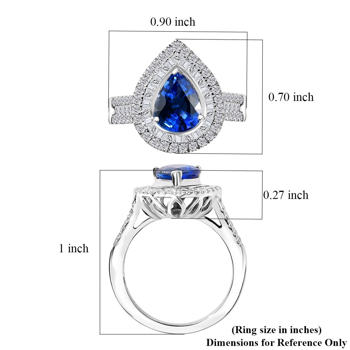 Certified & Appraised Rhapsody AAAA Ceylon Blue Sapphire and E-F VS2 Diamond 3.20 ctw Ring in 950 Platinum (Size 9.0) 8.50 Grams image number 5