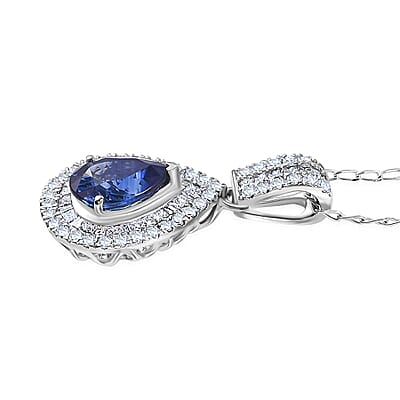 Pre Black Friday Deal Certified and Appraised Rhapsody AAAA Ceylon Blue Sapphire and E-F VS2 Diamond 3.00 ctw Pendant in 950 Platinum 4.30 Grams