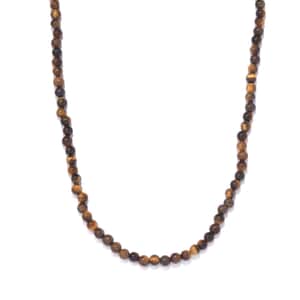 Tigers Eye 77.00 ctw Necklace 20 Inches in Stainless Steel 