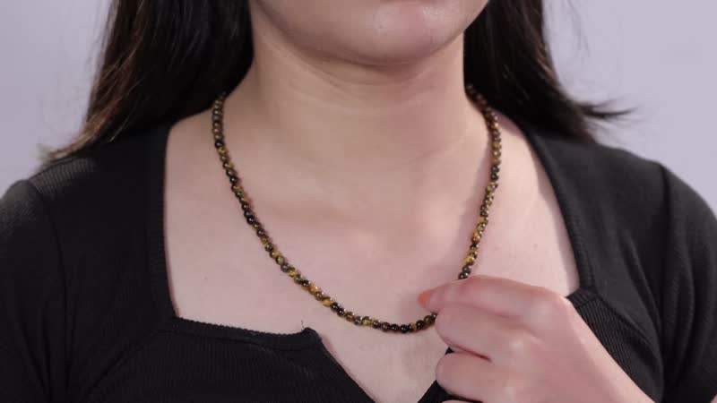 Tigers Eye 77.00 ctw Necklace 20 Inches in Stainless Steel