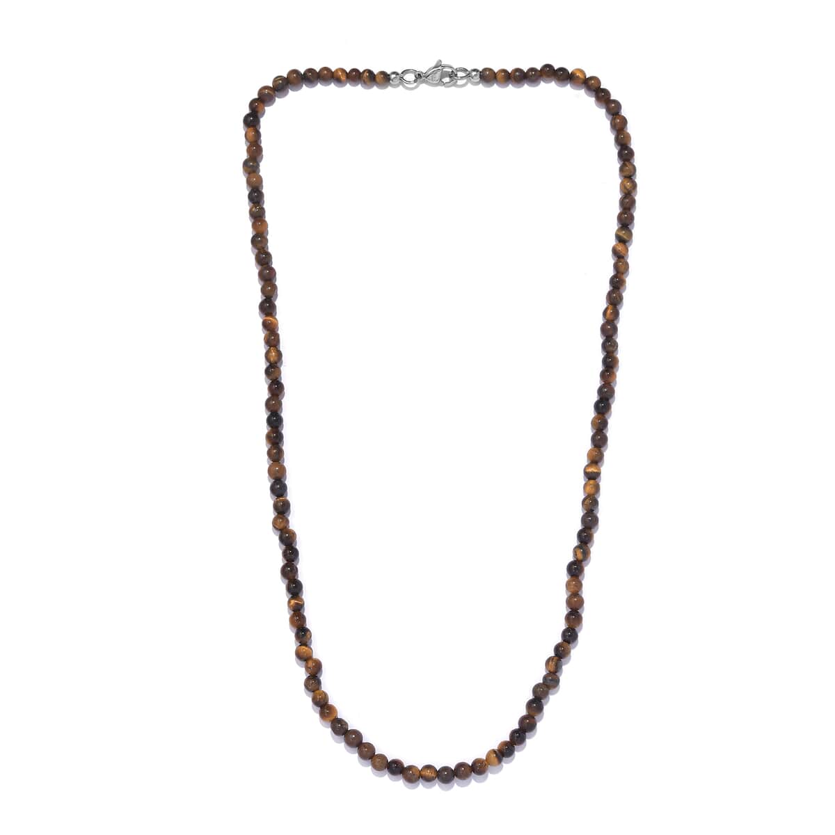 Tigers Eye 77.00 ctw Necklace 20 Inches in Stainless Steel  image number 3