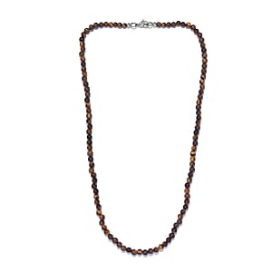 Tigers Eye 77.00 ctw Necklace 20 Inches in Stainless Steel 
