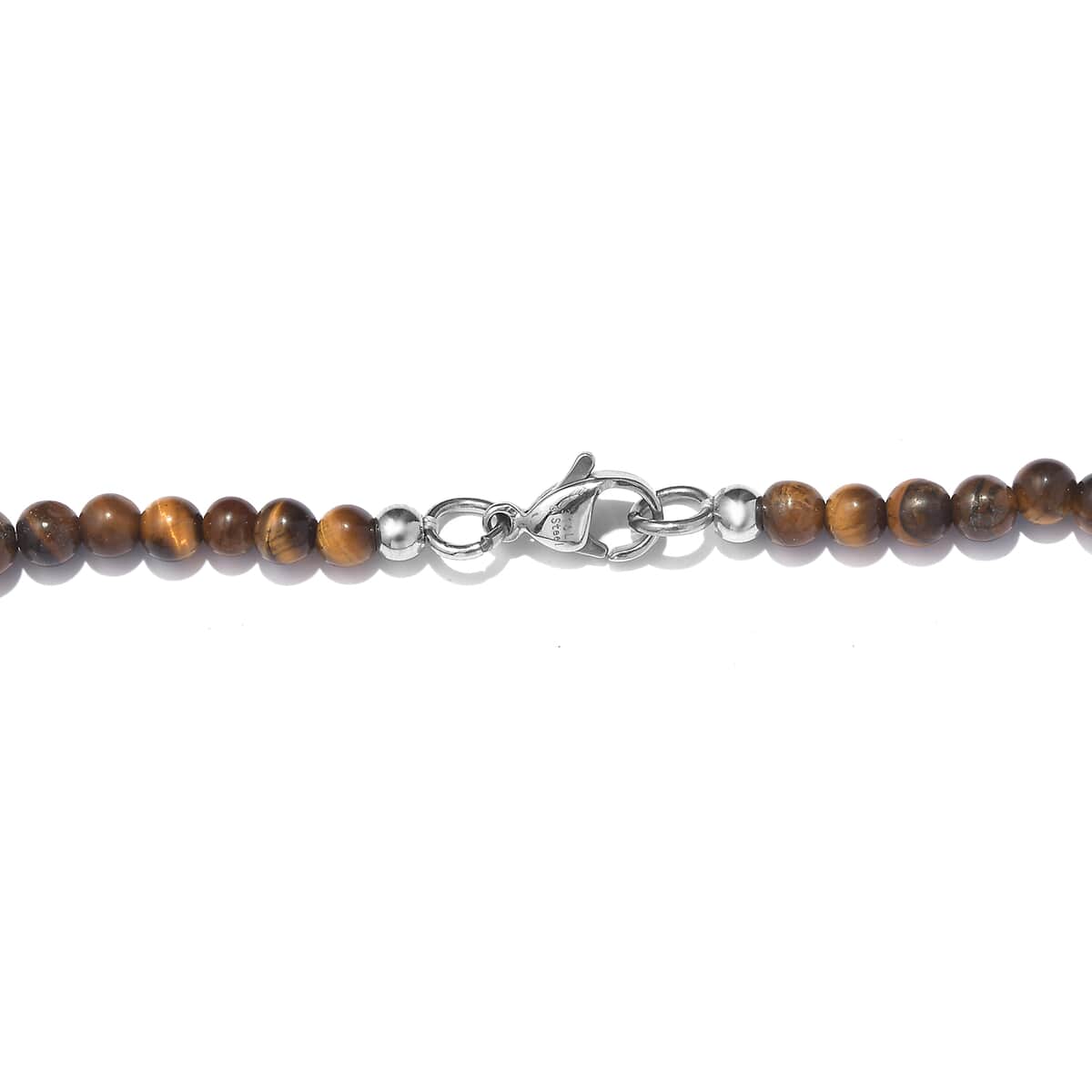 Tigers Eye 77.00 ctw Necklace 20 Inches in Stainless Steel  image number 4