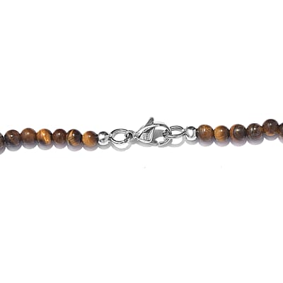 Tigers Eye 77.00 ctw Necklace 20 Inches in Stainless Steel