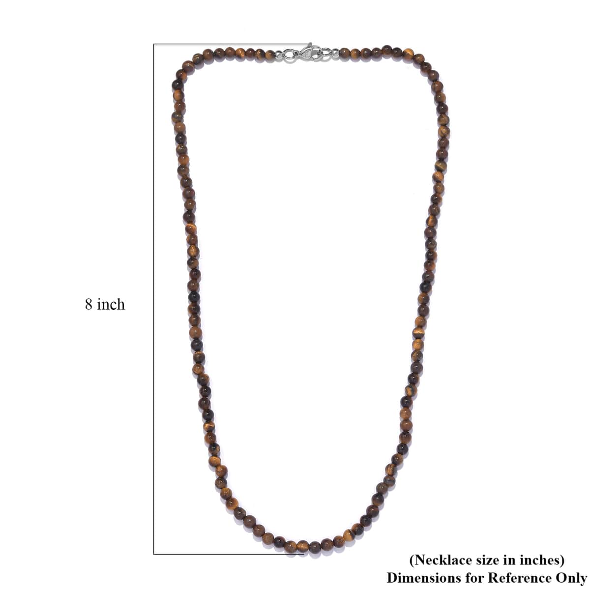 Tigers Eye 77.00 ctw Necklace 20 Inches in Stainless Steel  image number 5