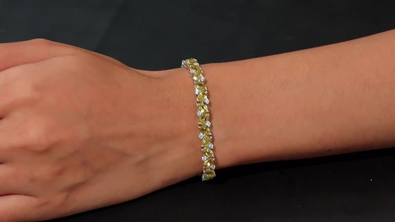 Premium Brazilian Heliodor and Moissanite 13.25 ctw Bracelet in Rhodium Over Sterling Silver (6.50 In)