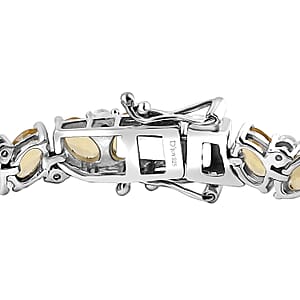 D'Joy Premium Brazilian Heliodor and Moissanite 13.25 ctw Art Deco Bracelet in Rhodium Over Sterling Silver (6.50 In)