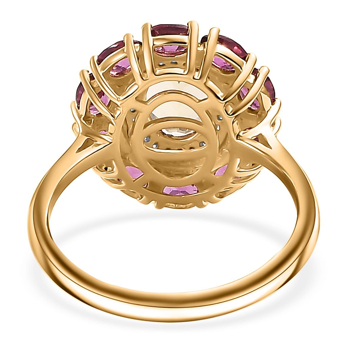 AAA Brazilian Heliodor and Multi Gemstone 3.35 ctw Blossom Radiance Ring in 18K Vermeil Yellow Gold Over Sterling Silver (Size 10.0)