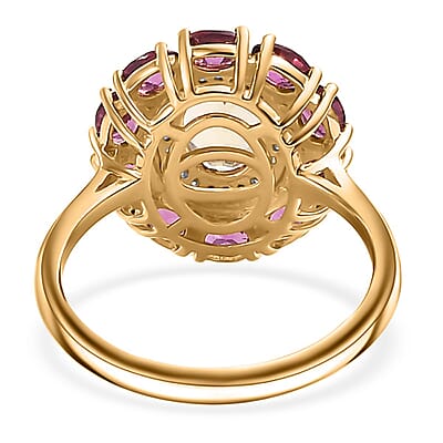AAA Brazilian Heliodor and Multi Gemstone 3.35 ctw Blossom Radiance Ring in 18K Vermeil Yellow Gold Over Sterling Silver (Size 10.0)