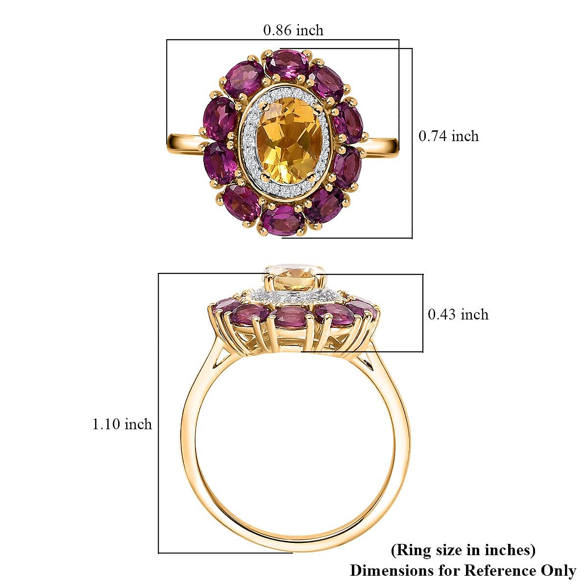 AAA Brazilian Heliodor and Multi Gemstone 3.35 ctw Blossom Radiance Ring in 18K Vermeil Yellow Gold Over Sterling Silver (Size 10.0)