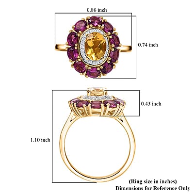 AAA Brazilian Heliodor and Multi Gemstone 3.35 ctw Blossom Radiance Ring in 18K Vermeil Yellow Gold Over Sterling Silver (Size 10.0)