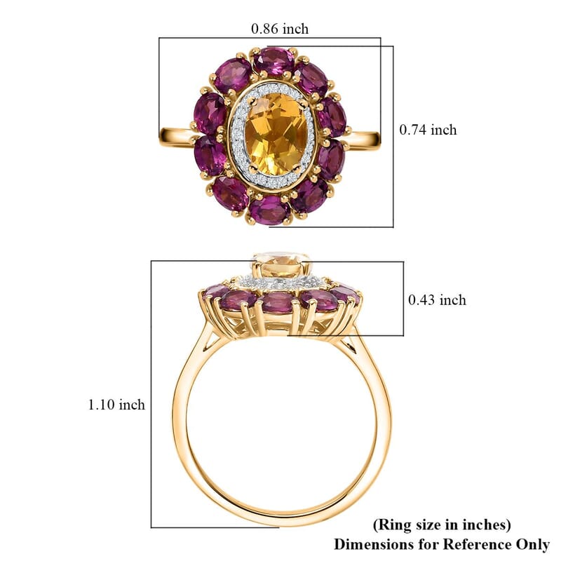 AAA Brazilian Heliodor and Multi Gemstone 3.35 ctw Blossom Radiance Ring in 18K Vermeil Yellow Gold Over Sterling Silver (Size 10.0)