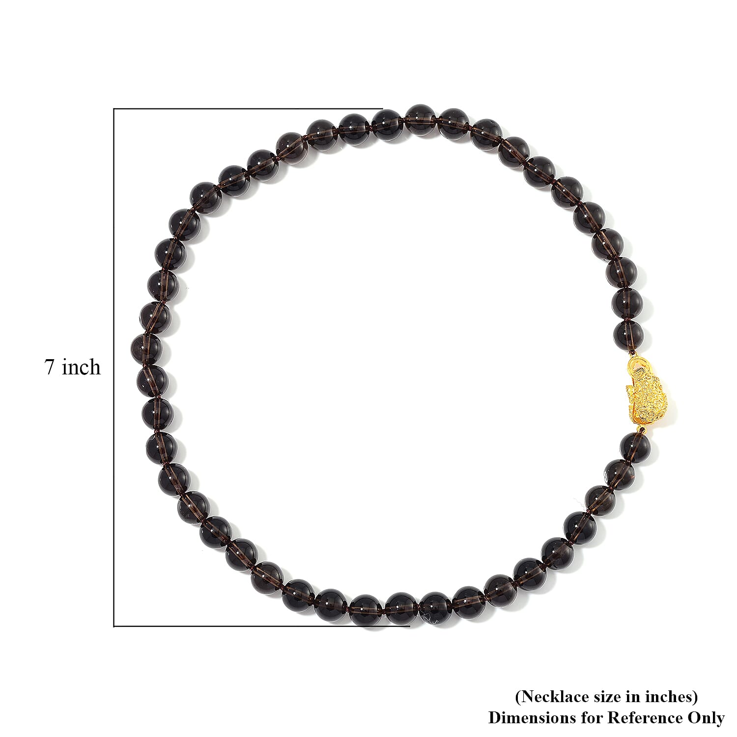 Brazilian Smoky Quartz 230.00 ctw Beaded Necklace with Pixiu Lock in Goldtone 20 Inches