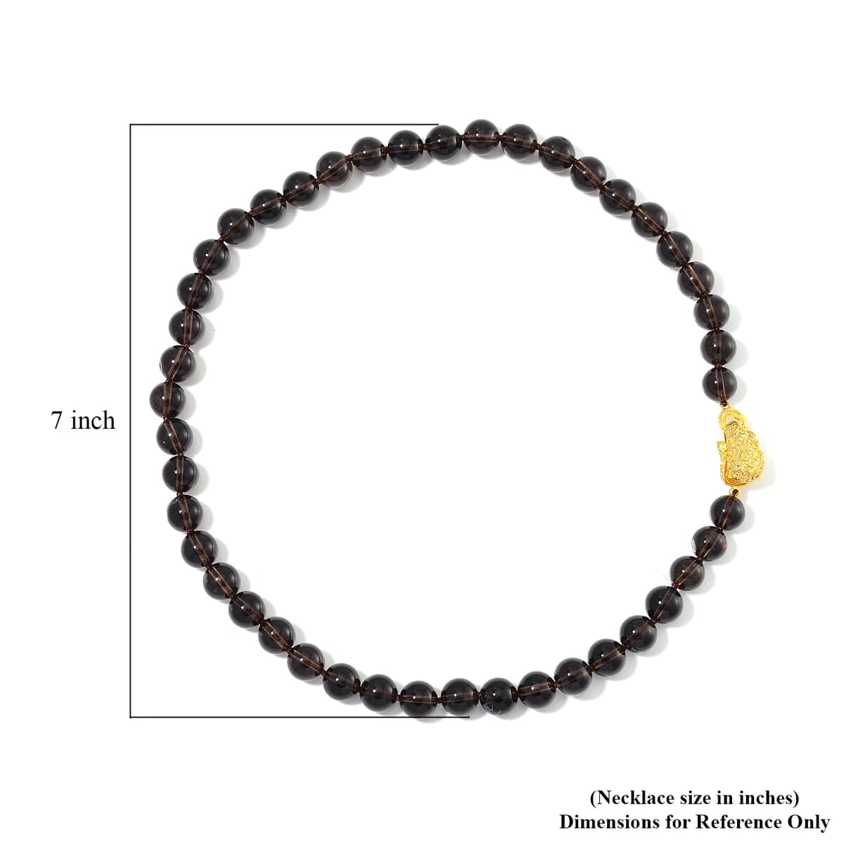 Brazilian Smoky Quartz 230.00 ctw Beaded Necklace with Pixiu Lock in Goldtone 20 Inches image number 4