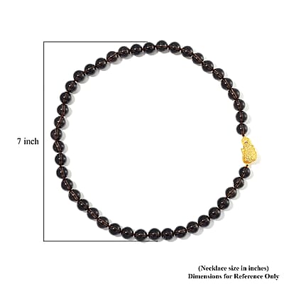 Brazilian Smoky Quartz 230.00 ctw Beaded Necklace with Pixiu Lock in Goldtone 20 Inches