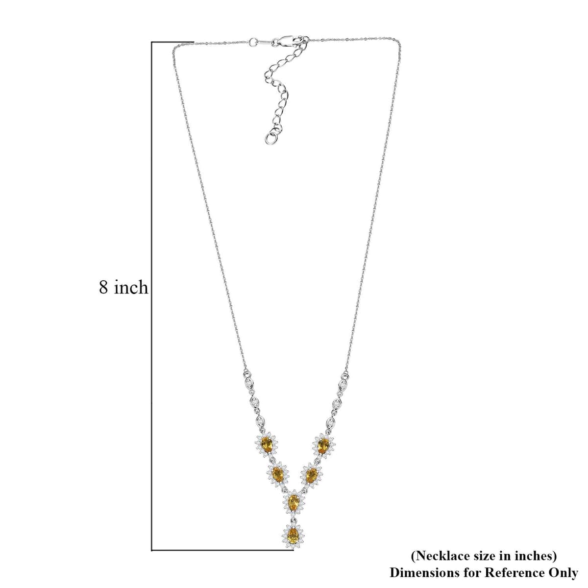 Premium Brazilian Heliodor and Moissanite 3.55 ctw Sunflower Cascade Necklace in Rhodium Over Sterling Silver 18 Inches image number 5