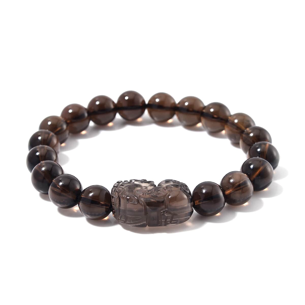 Brazilian Smoky Quartz 130.00 ctw Stretch Pixiu Bracelet image number 0