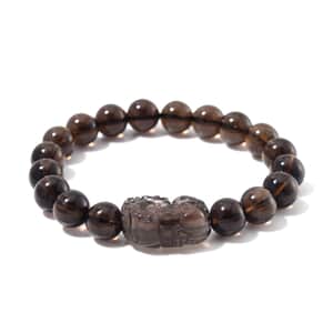 Brazilian Smoky Quartz 130.00 ctw Stretch Pixiu Bracelet