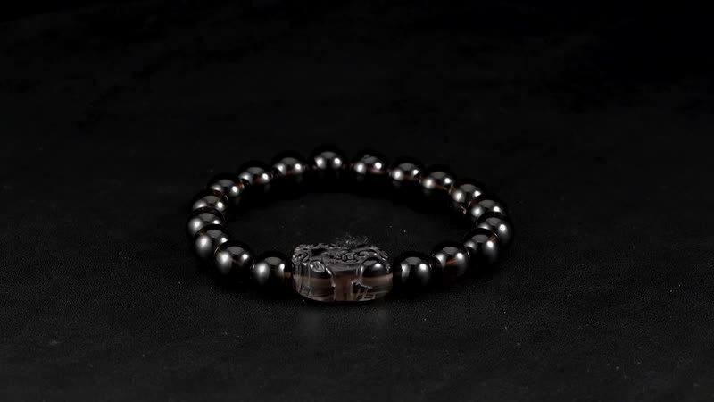Brazilian Smoky Quartz 130.00 ctw Stretch Pixiu Bracelet