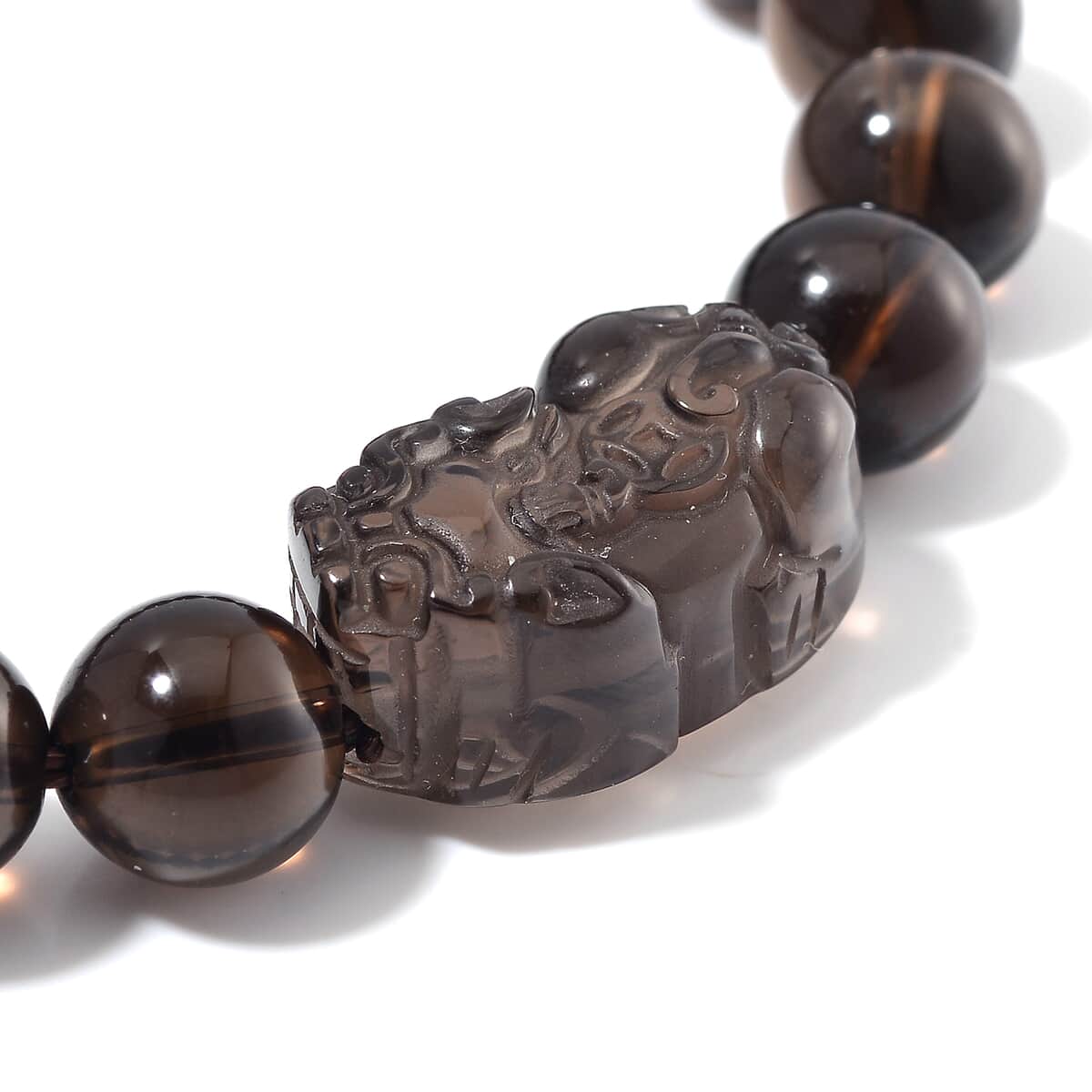 Brazilian Smoky Quartz 130.00 ctw Stretch Pixiu Bracelet image number 2