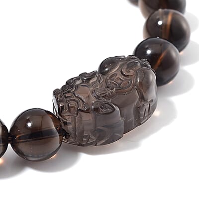 Brazilian Smoky Quartz 130.00 ctw Stretch Pixiu Bracelet