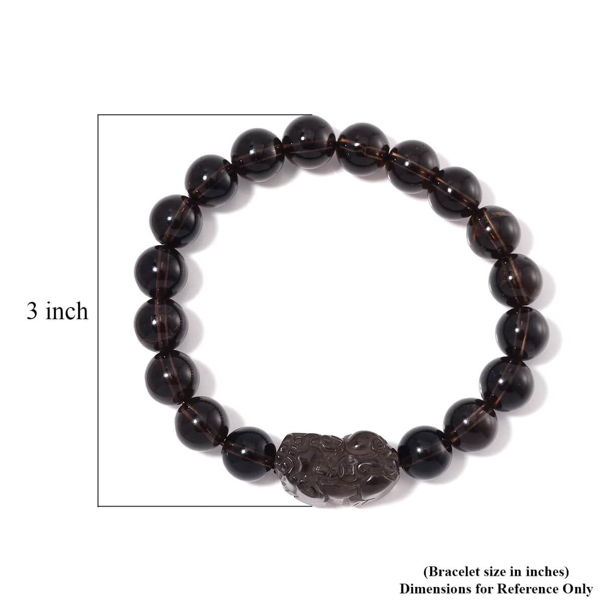 Brazilian Smoky Quartz 130.00 ctw Stretch Pixiu Bracelet image number 3