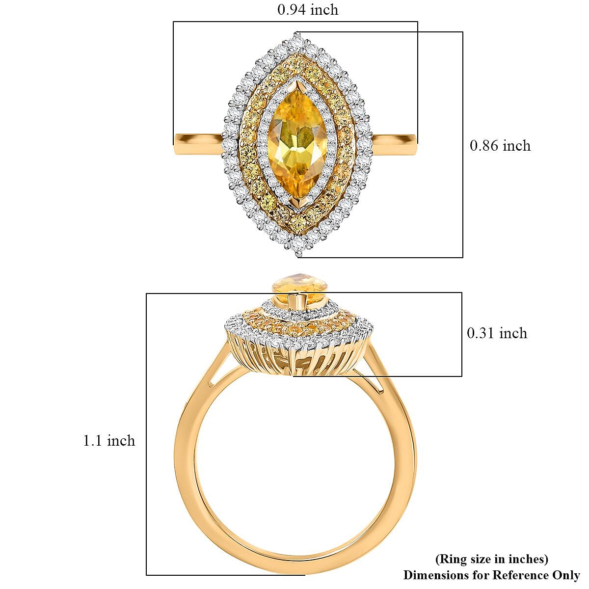 Premium Brazilian Heliodor and Multi Gemstone 1.80 ctw Marigold Flower Ring in 18K Vermeil Yellow Gold Over Sterling Silver (Size 10.0)