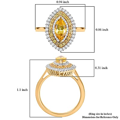 Premium Brazilian Heliodor and Multi Gemstone 1.80 ctw Marigold Flower Ring in 18K Vermeil Yellow Gold Over Sterling Silver (Size 10.0)