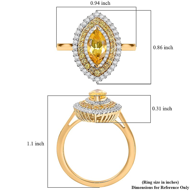 Premium Brazilian Heliodor and Multi Gemstone 1.80 ctw Marigold Flower Ring in 18K Vermeil Yellow Gold Over Sterling Silver (Size 10.0)
