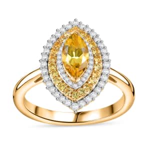 Premium Brazilian Heliodor and Multi Gemstone 1.80 ctw Marigold Flower Ring in 18K Vermeil Yellow Gold Over Sterling Silver (Size 5.0)