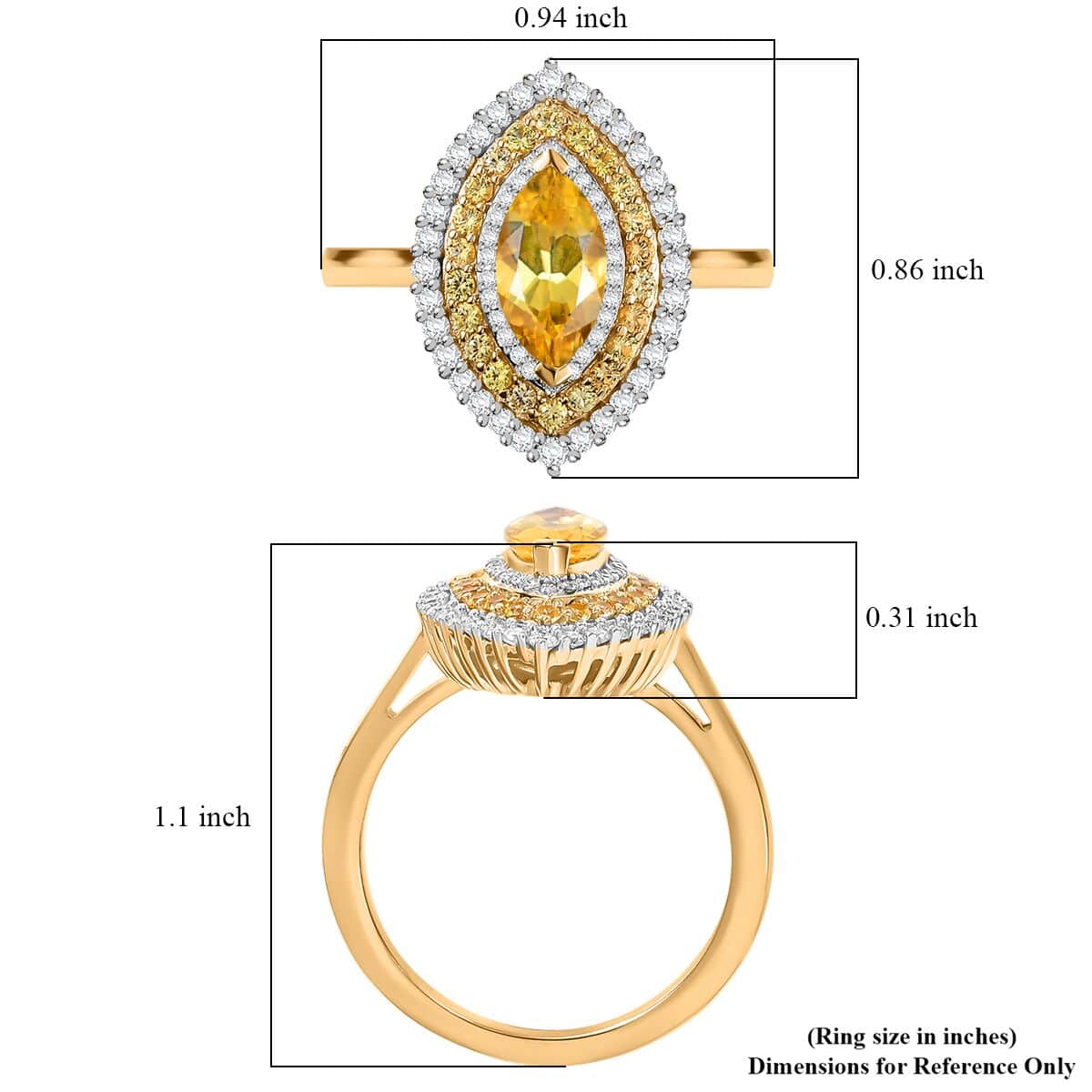 Premium Brazilian Heliodor and Multi Gemstone 1.80 ctw Marigold Flower Ring in 18K Vermeil Yellow Gold Over Sterling Silver (Size 5.0) image number 5