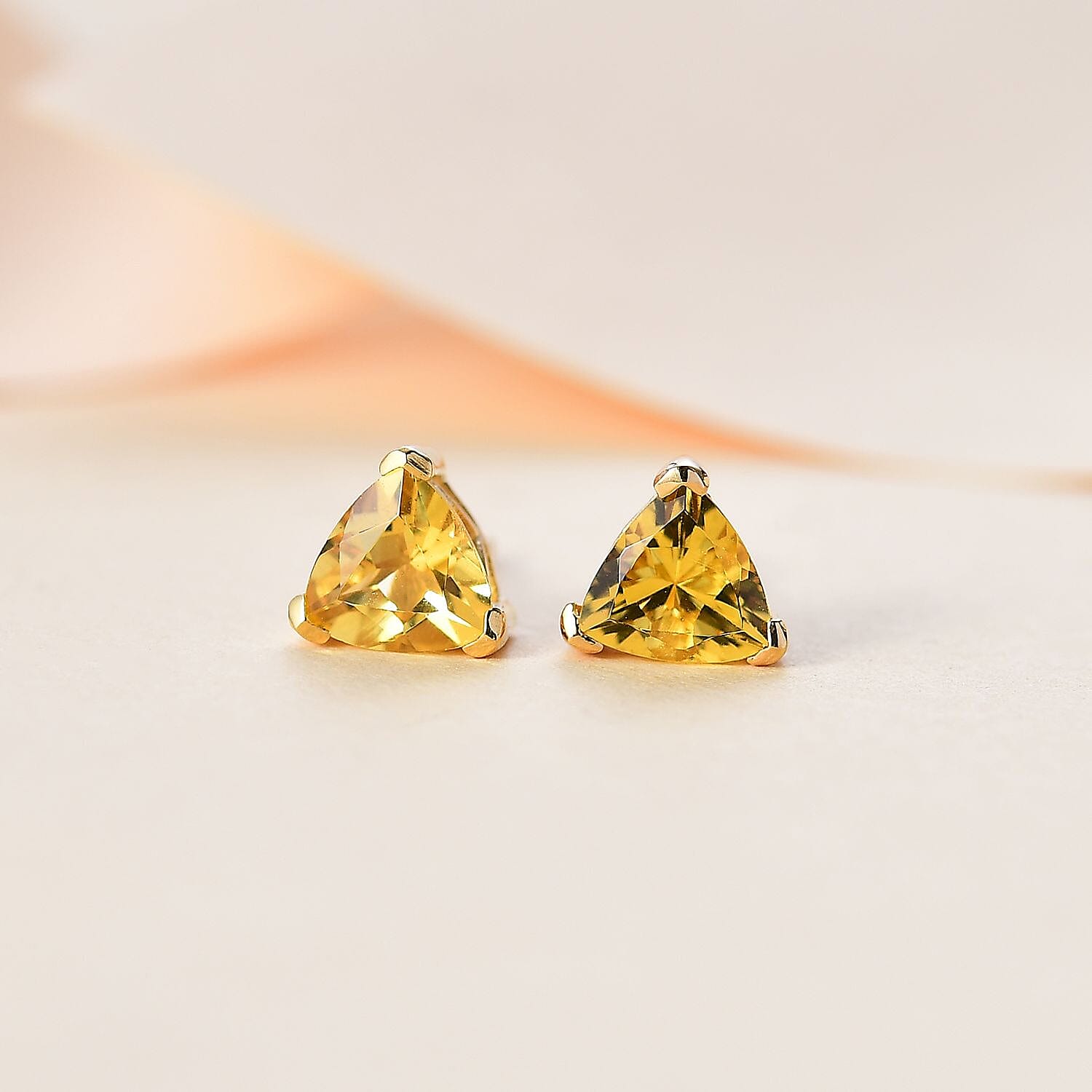 D'Joy Premium Brazilian Heliodor 1.35 ctw Solitaire Stud Earrings in 18K Vermeil Yellow Gold Over Sterling Silver 