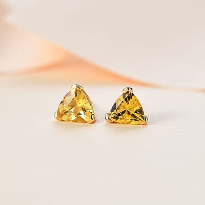 D'Joy Premium Brazilian Heliodor 1.35 ctw Solitaire Stud Earrings in 18K Vermeil Yellow Gold Over Sterling Silver 