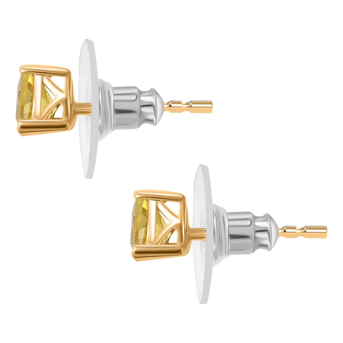 Premium Brazilian Heliodor 1.35 ctw Solitaire Stud Earrings in 18K Vermeil Yellow Gold Over Sterling Silver  image number 3