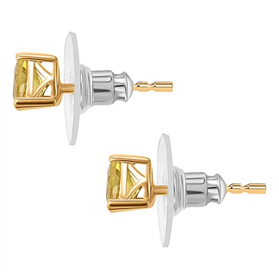 D'Joy Premium Brazilian Heliodor 1.35 ctw Solitaire Stud Earrings in 18K Vermeil Yellow Gold Over Sterling Silver 