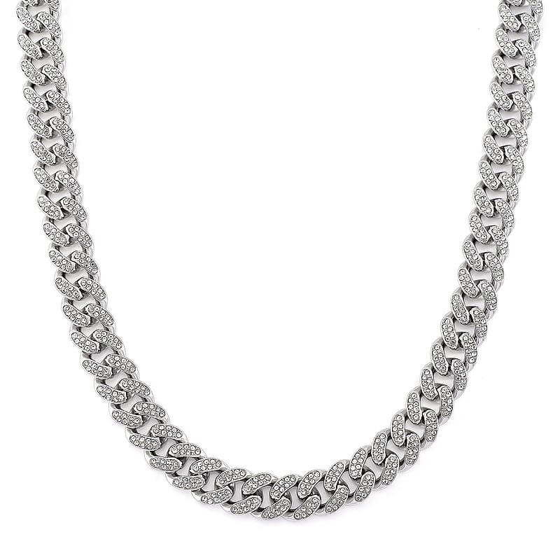 Austrian Crystal Necklace 20 Inches in Silvertone