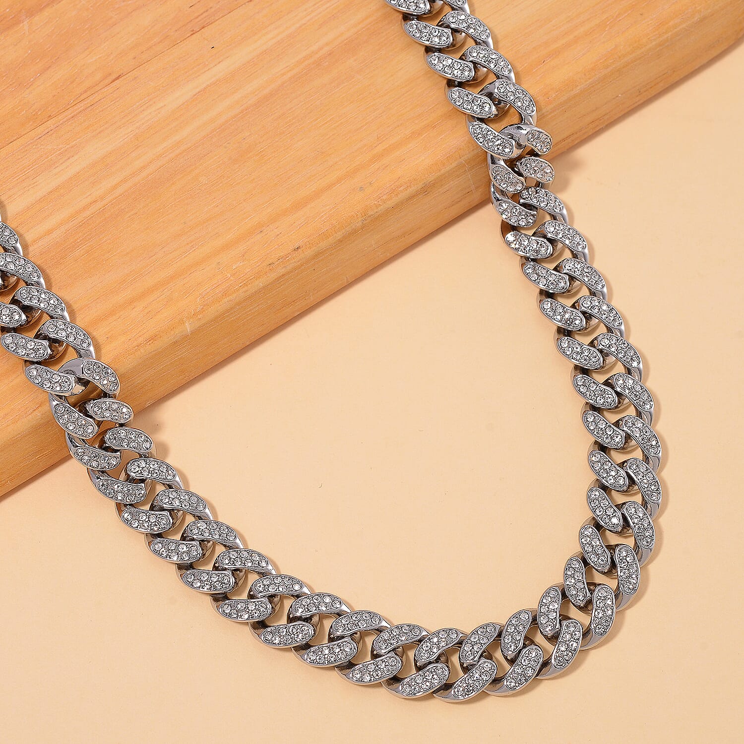 Austrian Crystal Necklace 20 Inches in Silvertone
