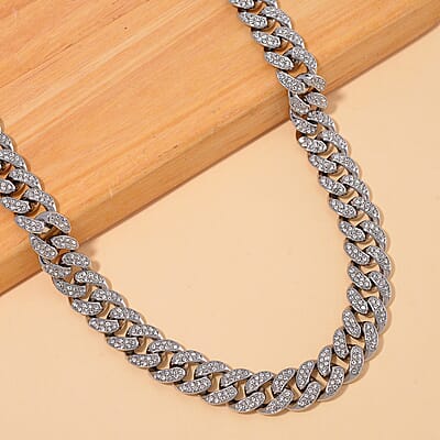 Austrian Crystal Necklace 20 Inches in Silvertone
