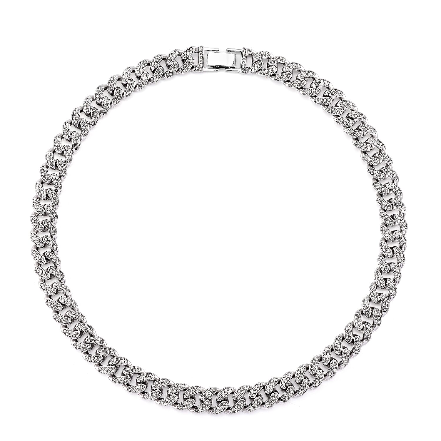 Austrian Crystal Necklace 20 Inches in Silvertone