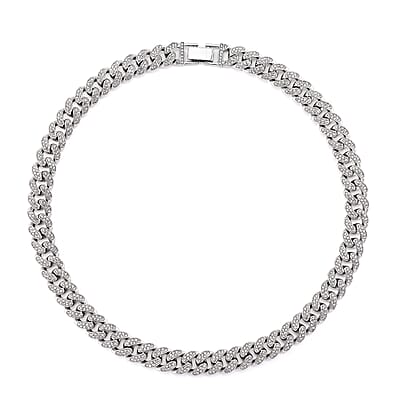 Austrian Crystal Necklace 20 Inches in Silvertone