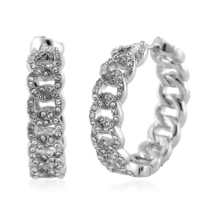 Austrian Crystal Hoop Earrings in Silvertone