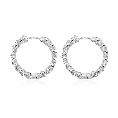 Austrian Crystal Hoop Earrings in Silvertone