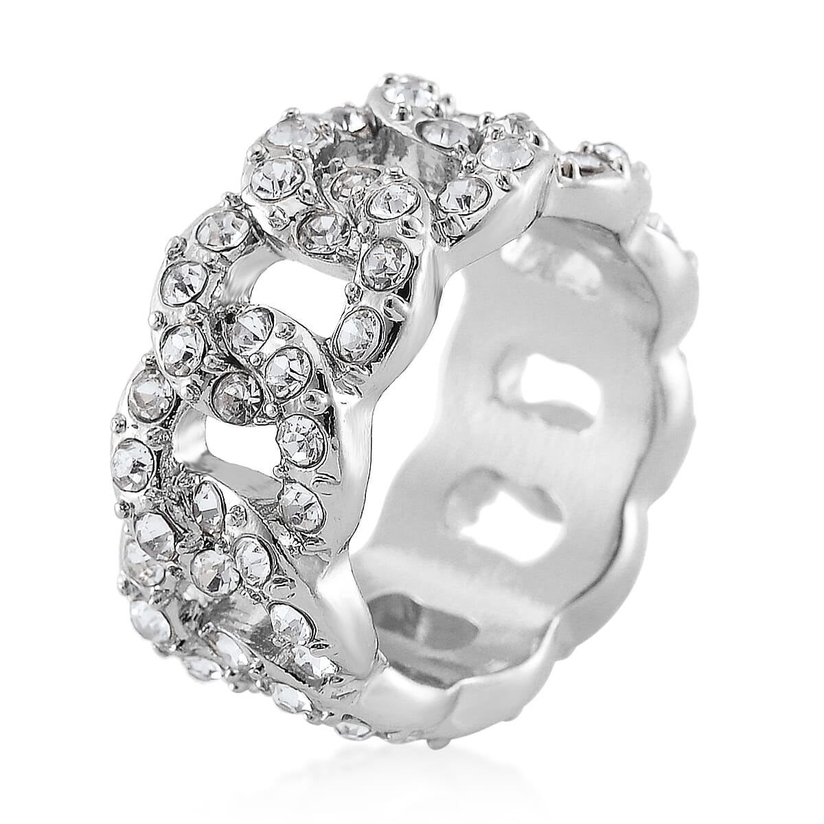 Austrian Crystal Ring in Silvertone (Size 10.0)