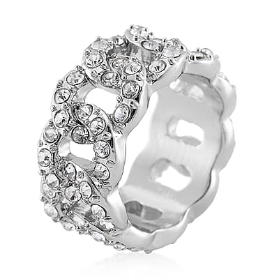 Austrian Crystal Ring in Silvertone (Size 10.0)