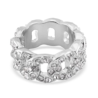Austrian Crystal Ring in Silvertone (Size 10.0)