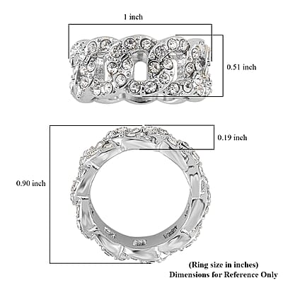 Austrian Crystal Ring in Silvertone (Size 10.0)