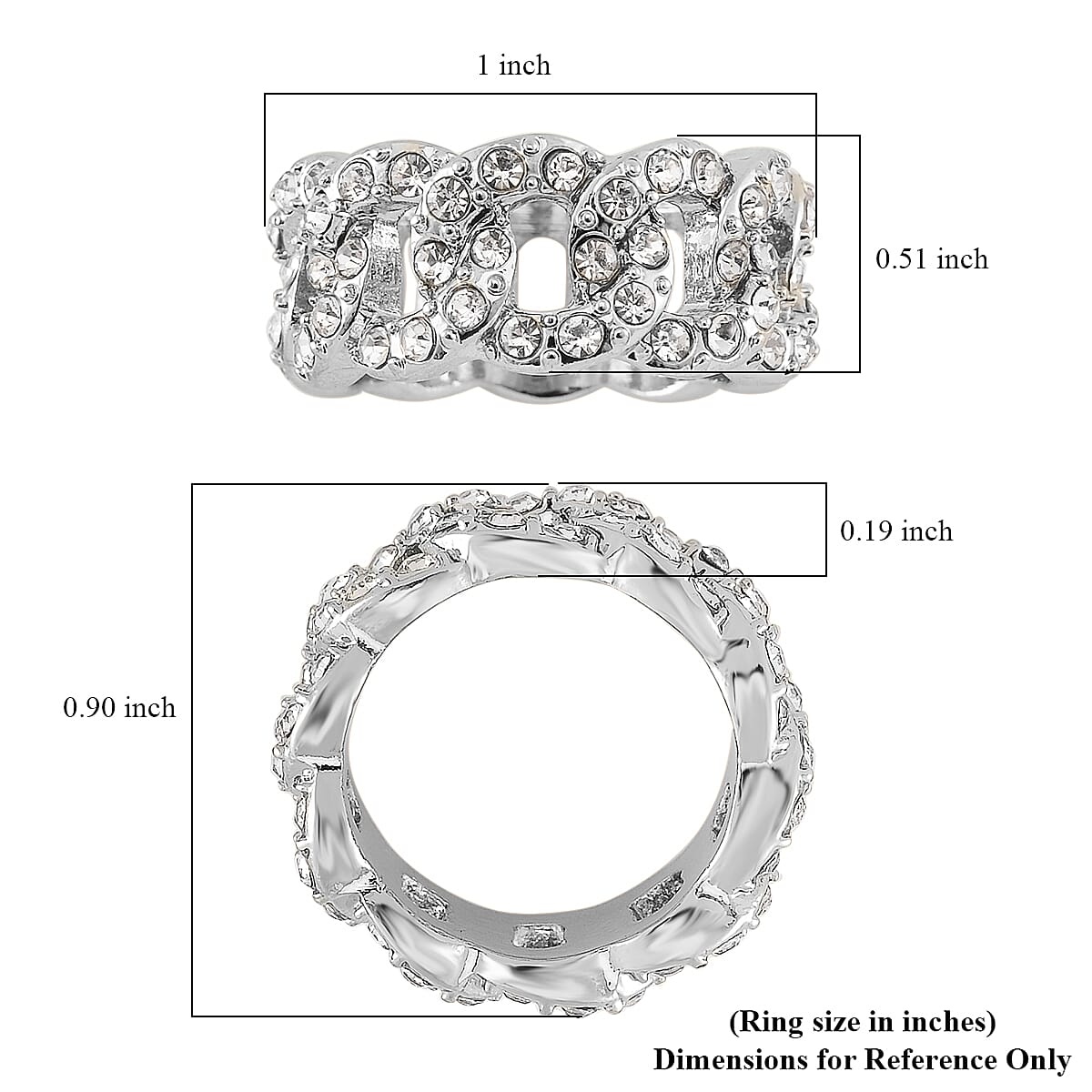 White Austrian Crystal Ring in Silvertone (Size 8.0) image number 5