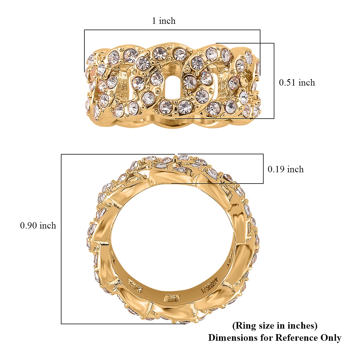 White Austrian Crystal Ring in Goldtone (Size 7.0) image number 5