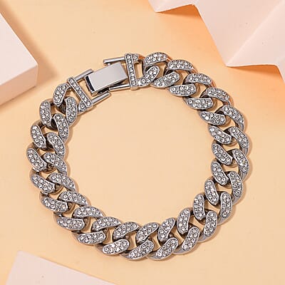 Austrian Crystal Bracelet in Silvertone (6.50 In)