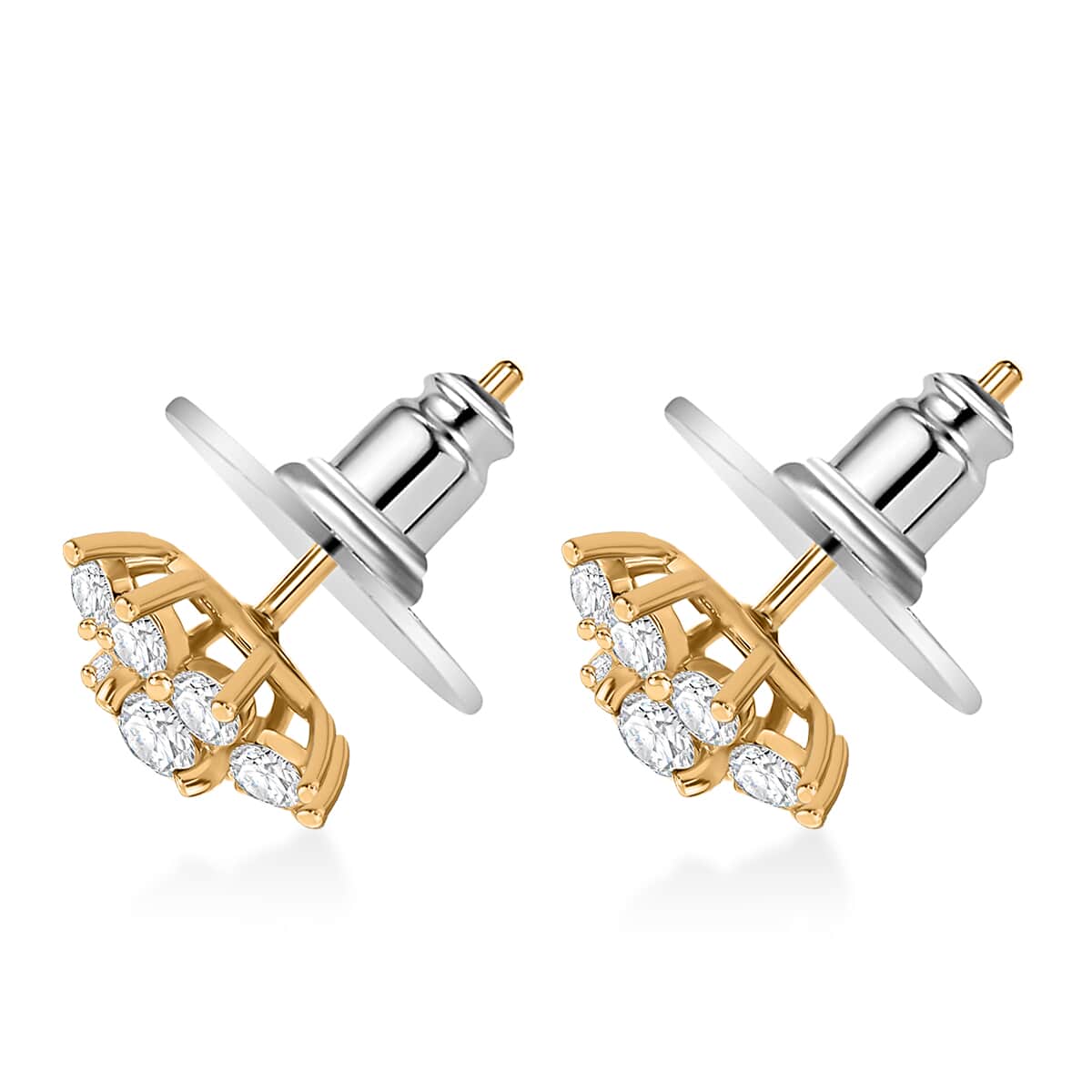 Moissanite 1.90 ctw Flower Earrings in 18K Vermeil Yellow Gold Over Sterling Silver image number 3